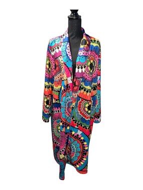 Vibrant Multicolor Floral Open Cardigan